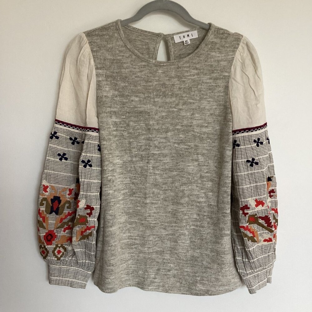 THML Embroidered Puff Sleeve Top Size X-Small